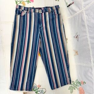Gloria Vanderbilt Vertical Spring Colors Striped Amanda Capri Pants Size 14